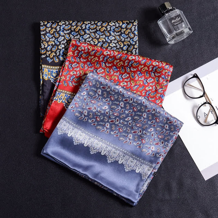 Écharpe longue en pure soie de luxe en crêpe satin pour homme