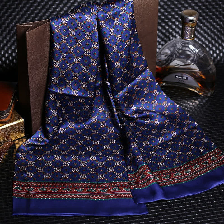 Écharpe longue en pure soie de luxe en crêpe satin pour homme