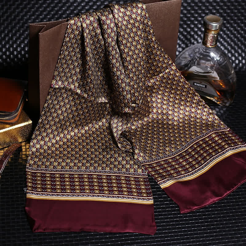 Écharpe longue en pure soie de luxe en crêpe satin pour homme