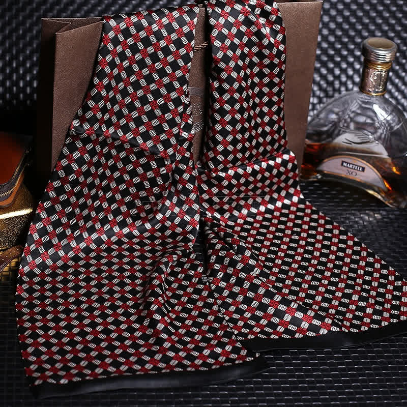 Écharpe longue en pure soie de luxe en crêpe satin pour homme