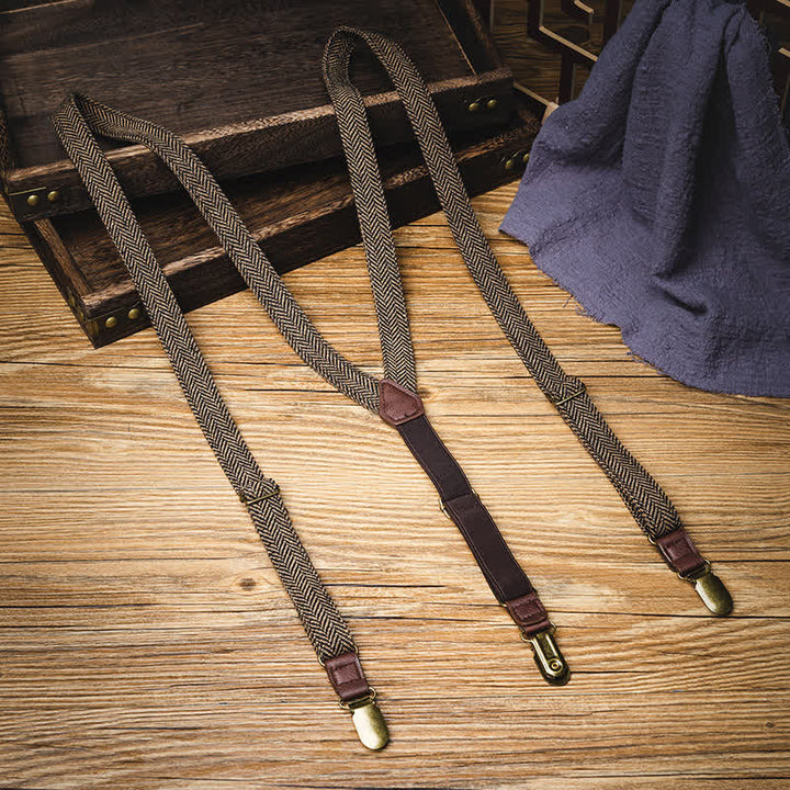 Bretelles à chevrons marron jaunâtre avec dos en Y