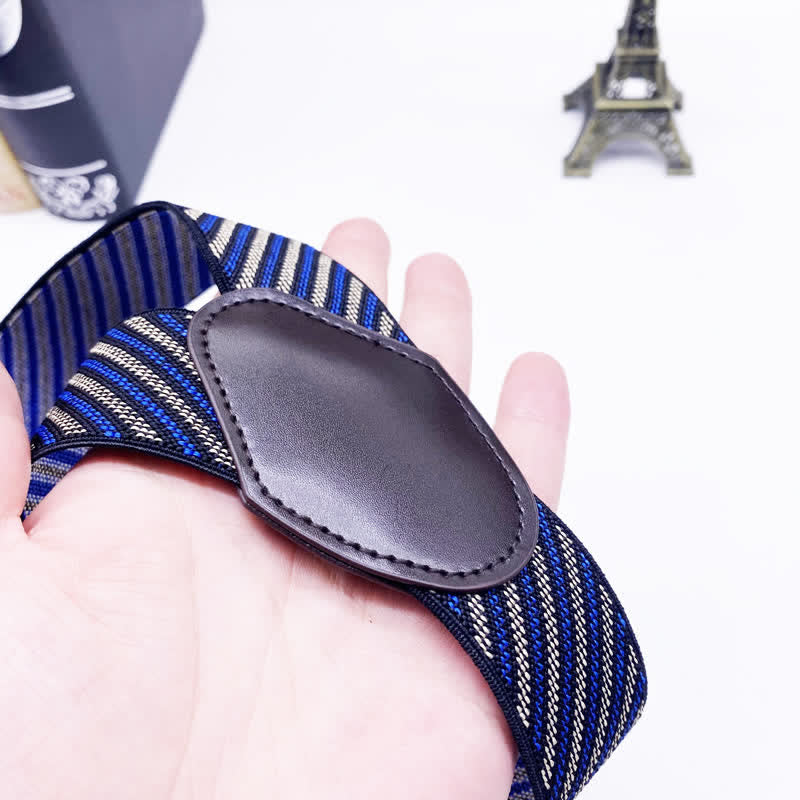 Bretelles réglables à 6 clips en tissu cachemire à carreaux rayé classique