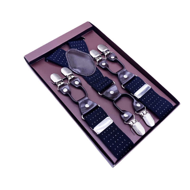 Bretelles réglables à 6 clips en tissu cachemire à carreaux rayé classique