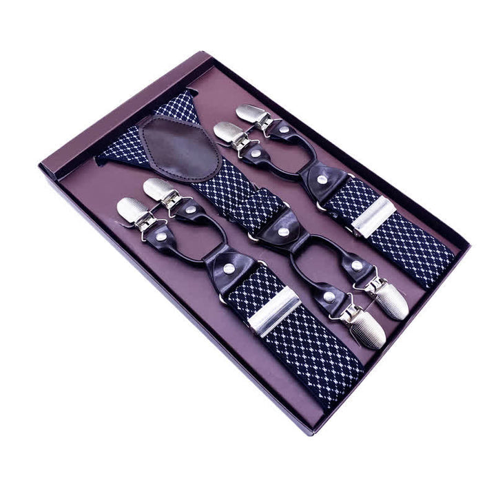 Bretelles réglables à 6 clips en tissu cachemire à carreaux rayé classique