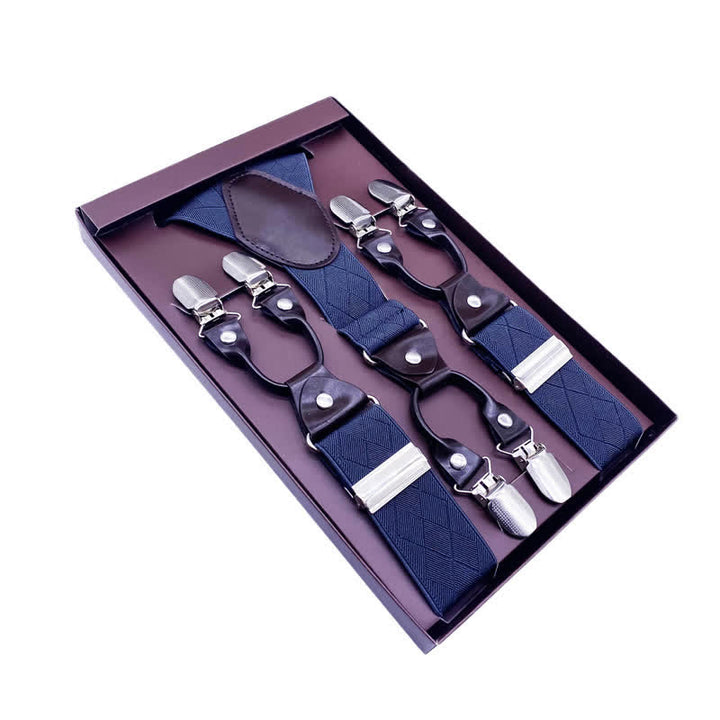 Bretelles réglables à 6 clips en tissu cachemire à carreaux rayé classique