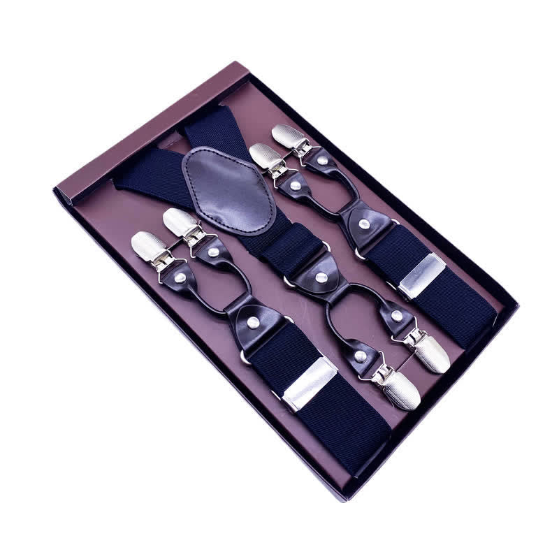 Bretelles réglables à 6 clips en tissu cachemire à carreaux rayé classique