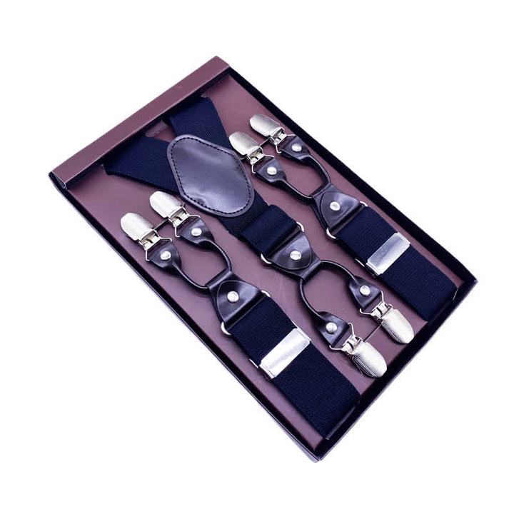 Bretelles réglables à 6 clips en tissu cachemire à carreaux rayé classique