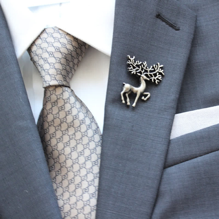 Broche accessoire de costume de cerf argenté d'élan de Noël pour homme
