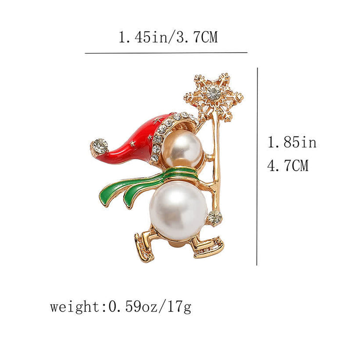 Broche de Noël pour femme avec chapeau de Père Noël rouge et bonhomme de neige mignon