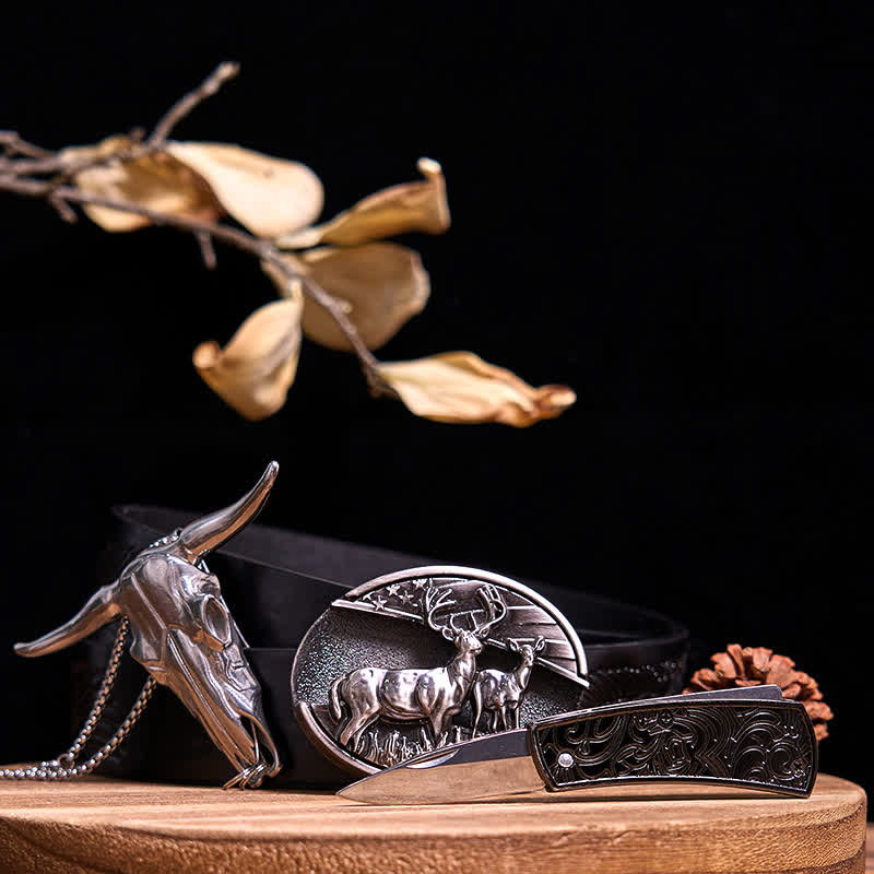 Ensemble de pendentifs en forme de taureau à longues cornes, couteau caché à faire soi-même, gadget occidental