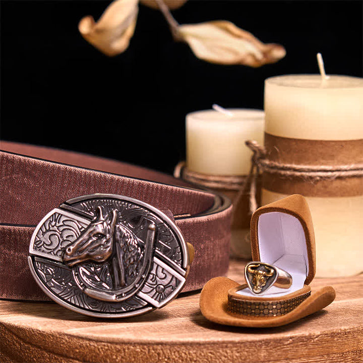 Ensemble de boucles de ceinture fonctionnelles à faire soi-même, couteau caché, anneau de taureau rétro