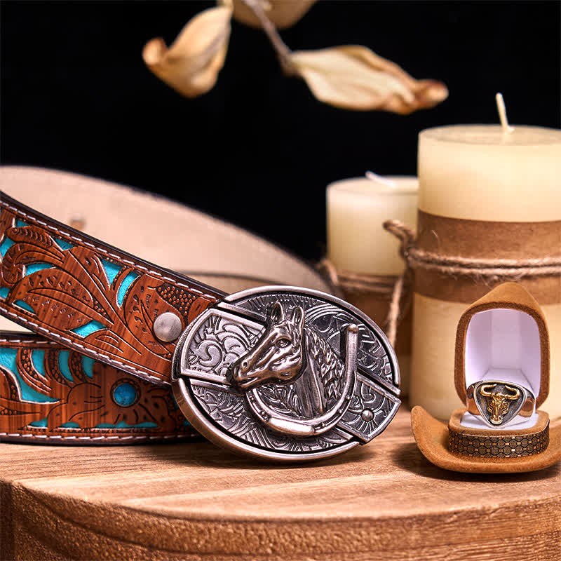 Ensemble de boucles de ceinture fonctionnelles à faire soi-même, couteau caché, anneau de taureau rétro
