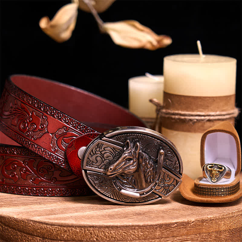 Ensemble de boucles de ceinture fonctionnelles à faire soi-même, couteau caché, anneau de taureau rétro