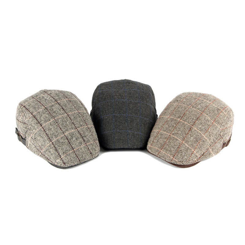 Béret plat en coton à chevrons vintage Gatsby