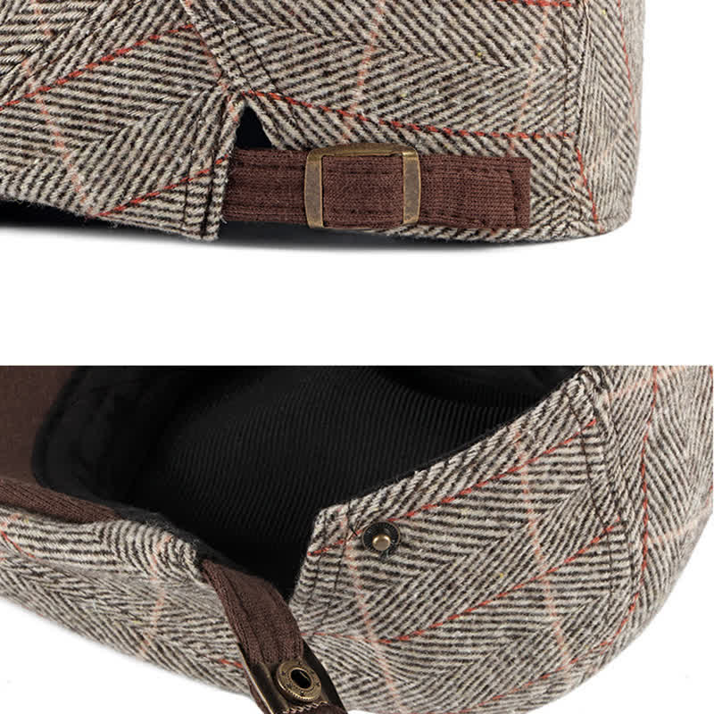 Béret plat en coton à chevrons vintage Gatsby