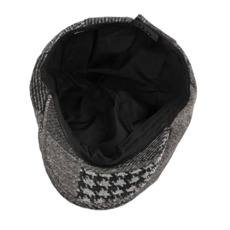 Béret en tweed à chevrons avec coutures patchwork