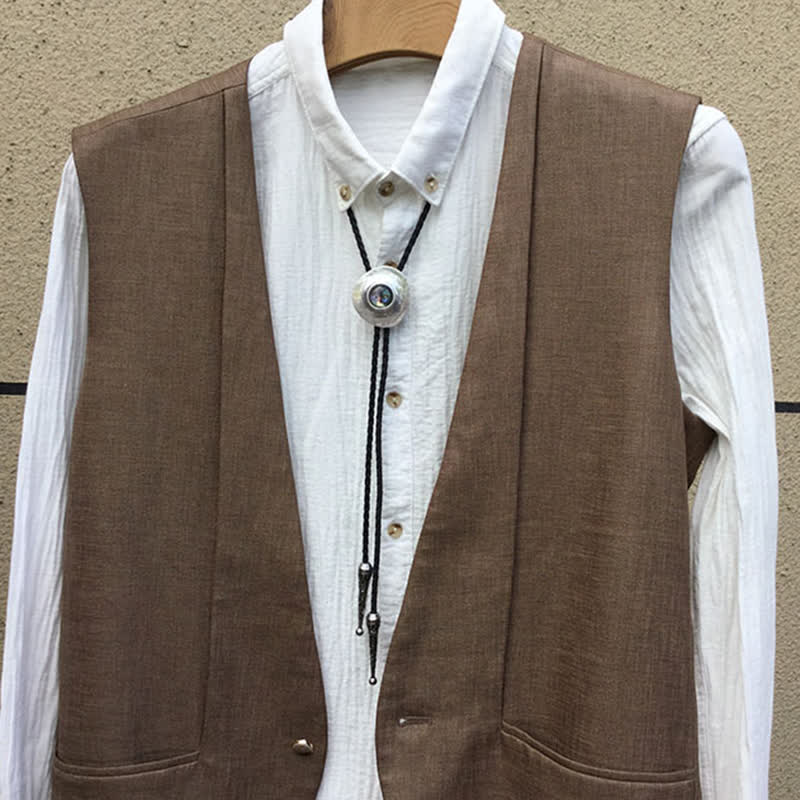 Cravate Bolo Tendance Ronde Irrégulière Incrustée De Coquilles D'ormeau