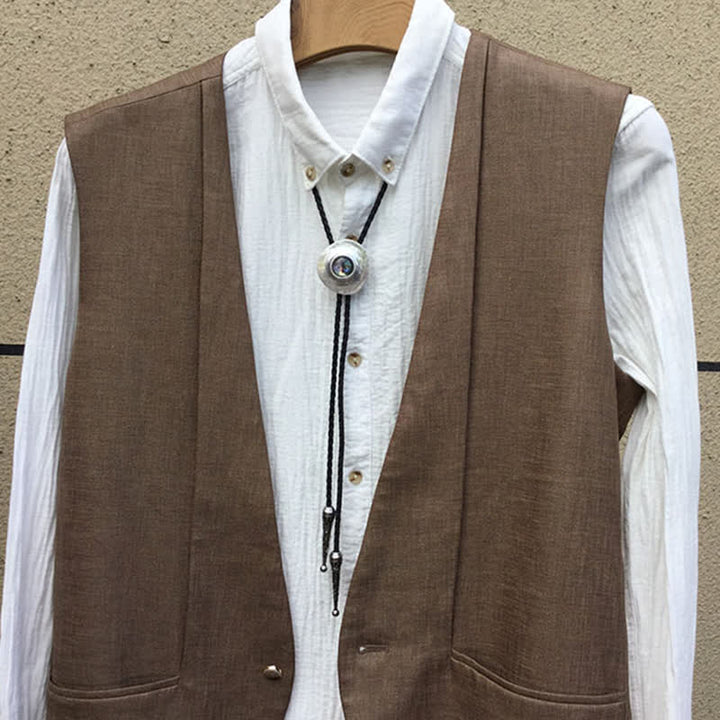 Cravate Bolo Tendance Ronde Irrégulière Incrustée De Coquilles D'ormeau