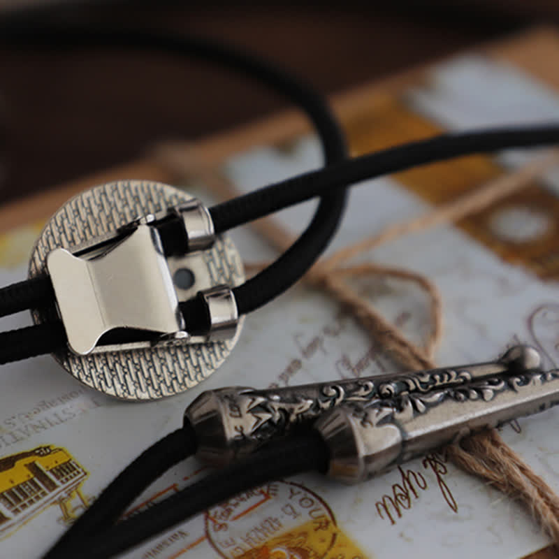 Cravate bolo rétro bleu-vert avec pendentif en forme de larmes de sirène