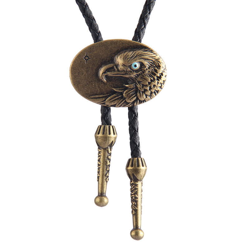 Pendentif Bolo Tie en relief d'aigle ovale de style occidental
