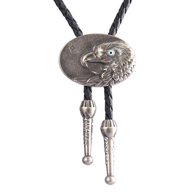 Pendentif Bolo Tie en relief d'aigle ovale de style occidental