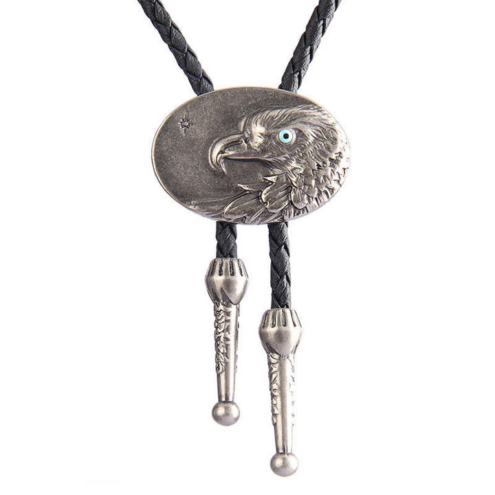 Pendentif Bolo Tie en relief d'aigle ovale de style occidental