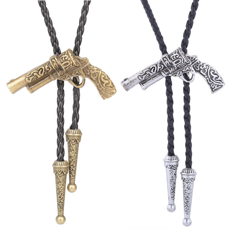 Pendentif pistolet sculpté Rodeo Bolo Tie