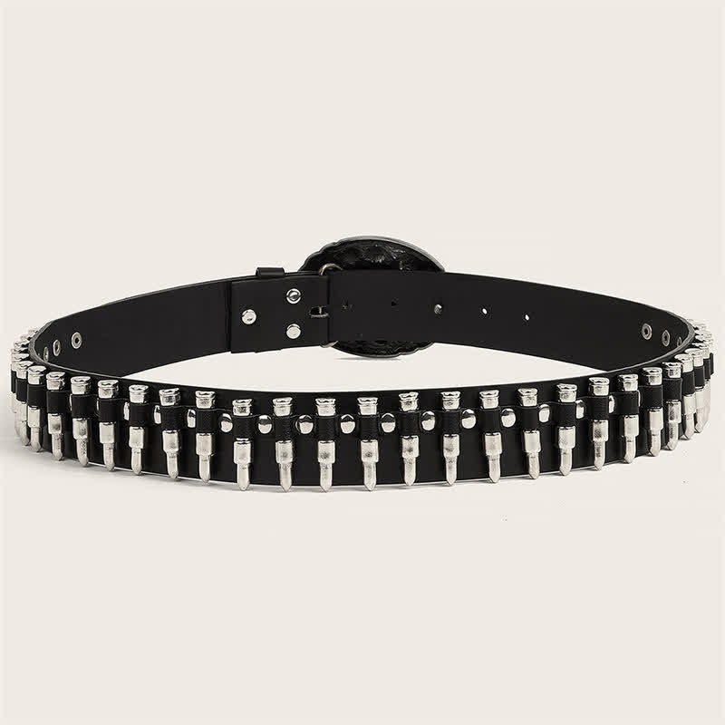 Ceinture en cuir avec boucle et rivets à motif imprimé pistolet 3D