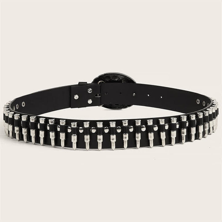 Ceinture en cuir avec boucle et rivets à motif imprimé pistolet 3D