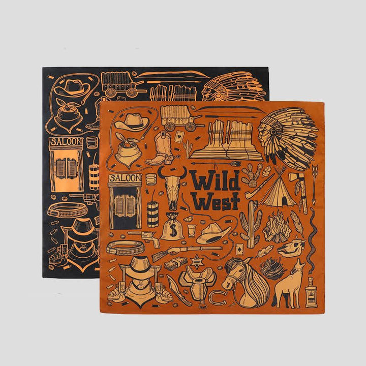 Foulard carré ethnique indien à motifs du Far West