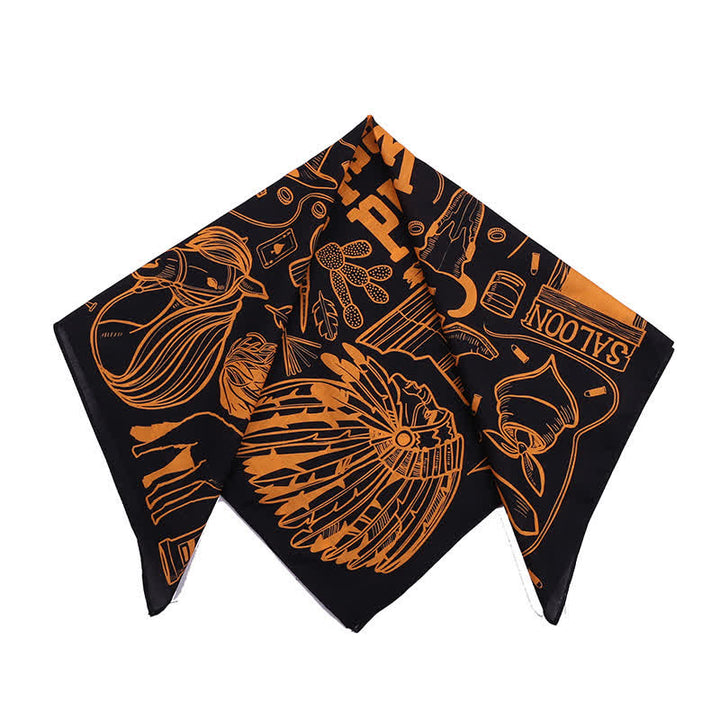 Foulard carré ethnique indien à motifs du Far West