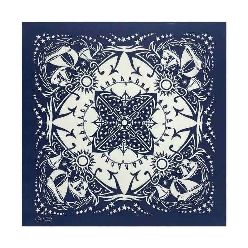 Foulard carré rétro à motif de voiles occidentales