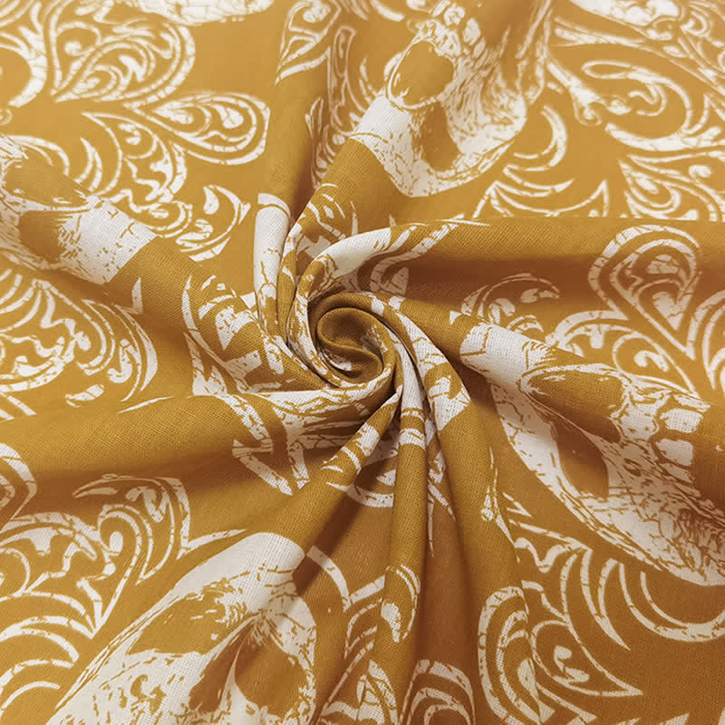 Foulard carré imprimé crâne de pirate jaune et blanc