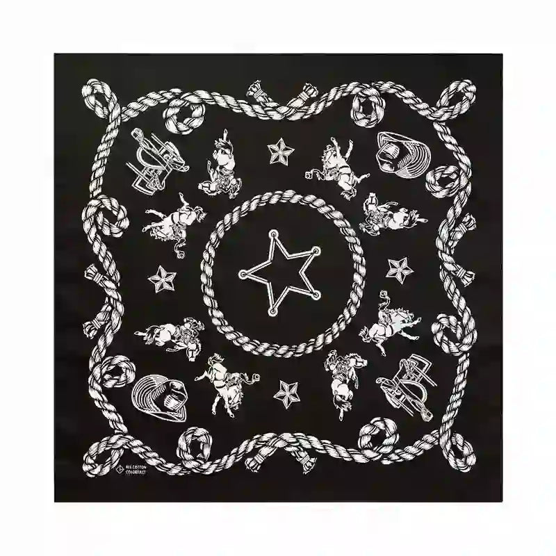 Foulard carré graphique traditionnel de style cowboy western