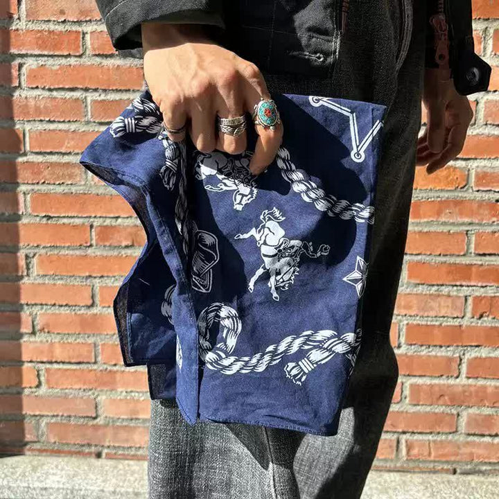 Foulard carré graphique traditionnel de style cowboy western