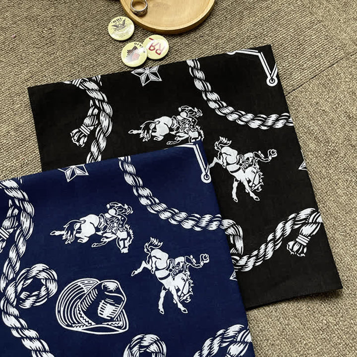 Foulard carré graphique traditionnel de style cowboy western