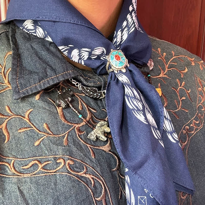 Foulard carré graphique traditionnel de style cowboy western