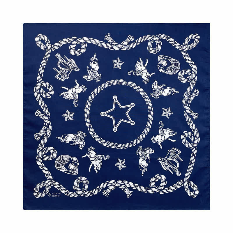 Foulard carré graphique traditionnel de style cowboy western