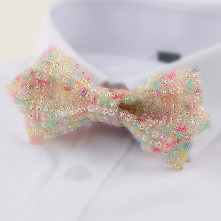 Nœud papillon rond à double épaisseur et à strass pour homme