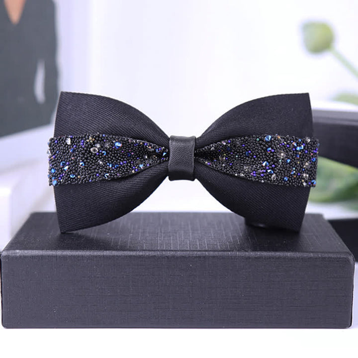 Nœud papillon à strass scintillants pour homme avec base noire