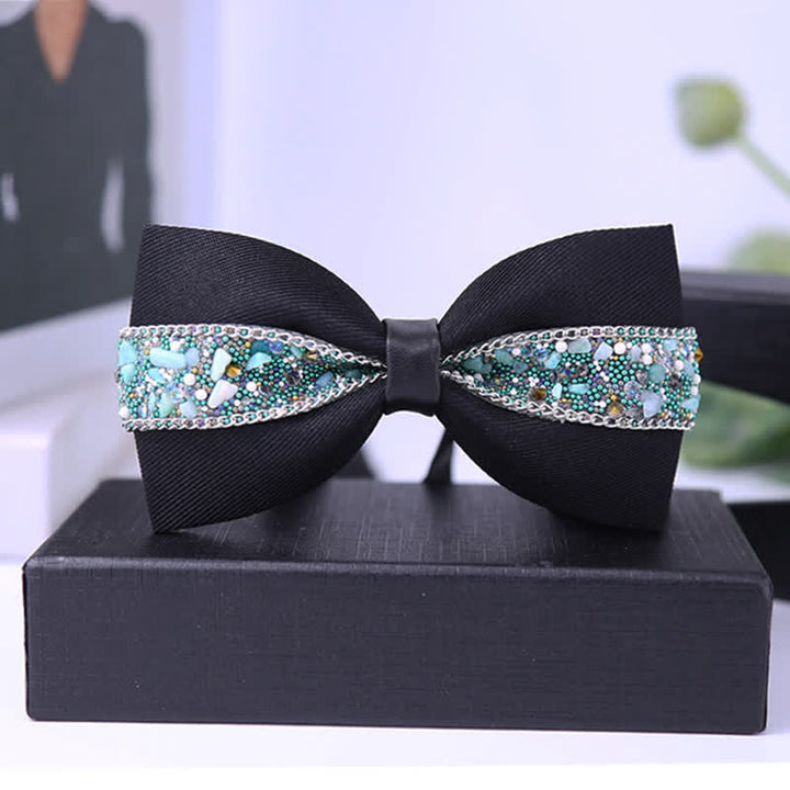 Nœud papillon à strass scintillants pour homme avec base noire