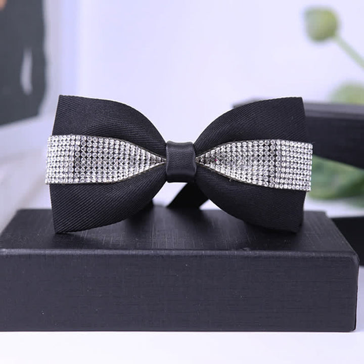Nœud papillon à strass scintillants pour homme avec base noire