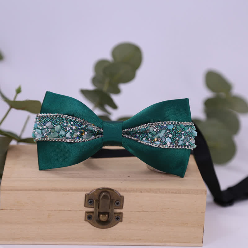 Nœud papillon à strass scintillants pour homme avec base noire