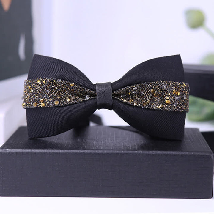Nœud papillon à strass scintillants pour homme avec base noire