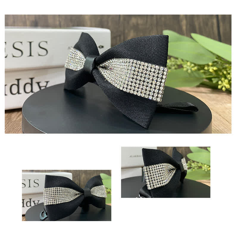 Nœud papillon à strass scintillants pour homme avec base noire