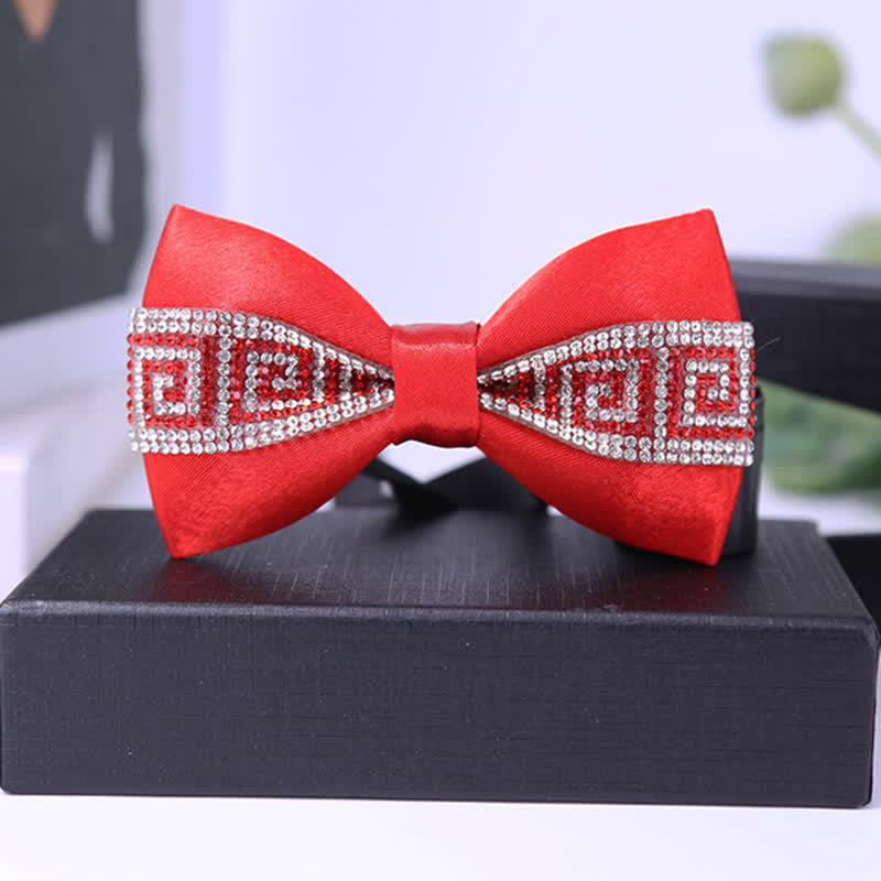 Nœud papillon à strass scintillants pour homme avec base noire