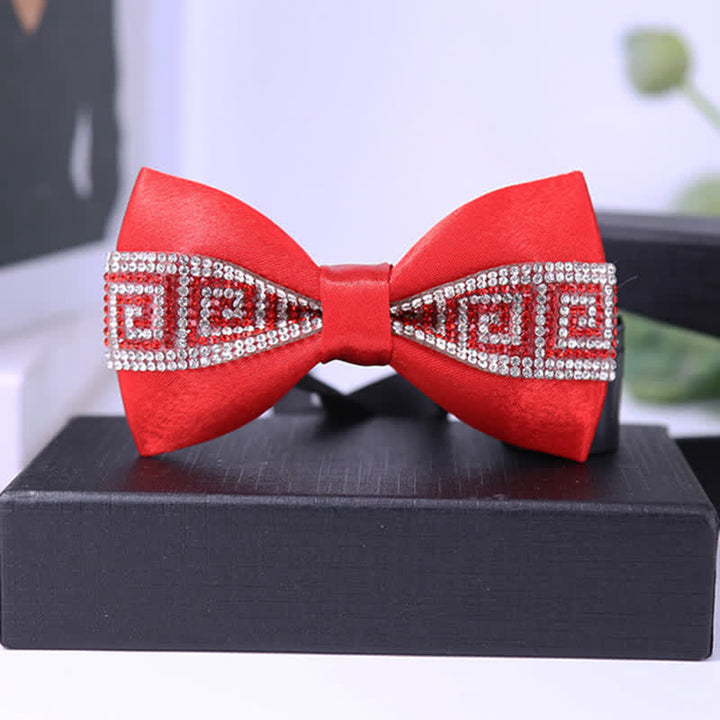 Nœud papillon à strass scintillants pour homme avec base noire