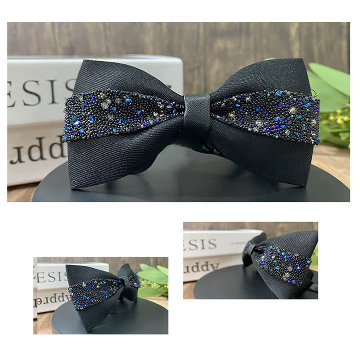 Nœud papillon à strass scintillants pour homme avec base noire