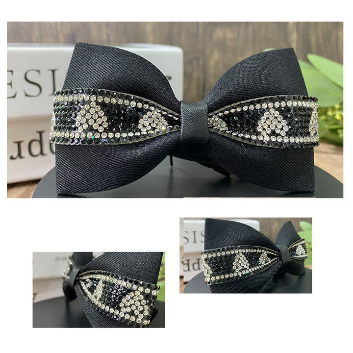 Nœud papillon à strass scintillants pour homme avec base noire