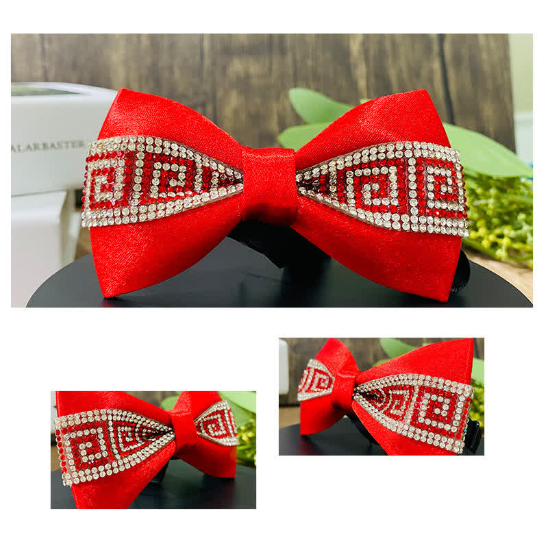 Nœud papillon à strass scintillants pour homme avec base noire